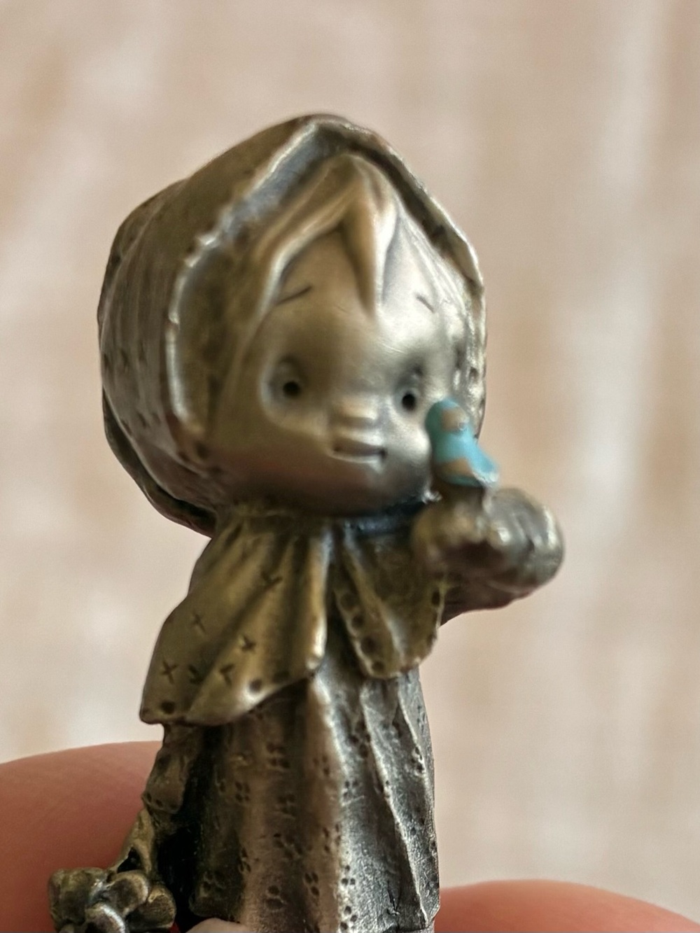 Hallmark Little Gallery Pewter Figurine Girl with Blue Bird 1977 Betsey Clark